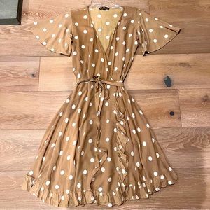 Sol & Luna light military green polka dot dress